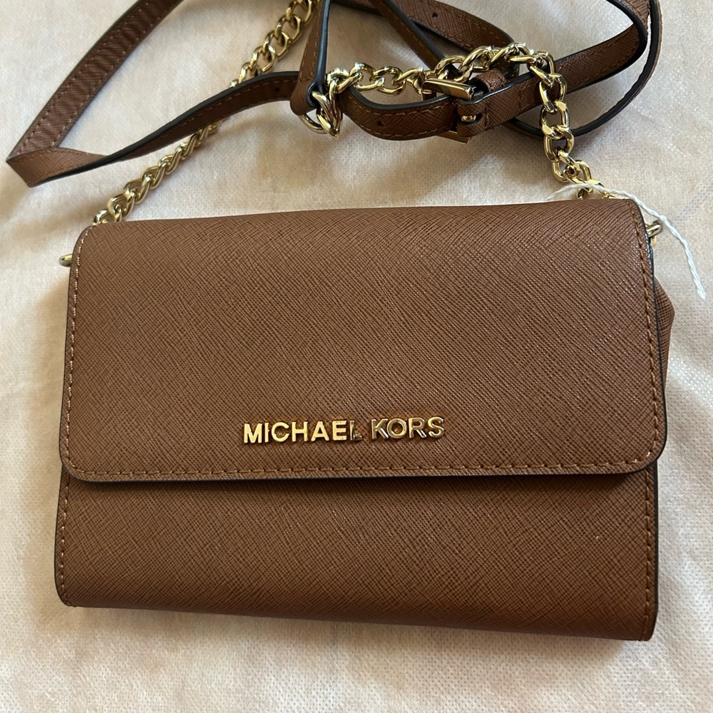 Michael Kors Tan Crossbody Bag with Gold Accents